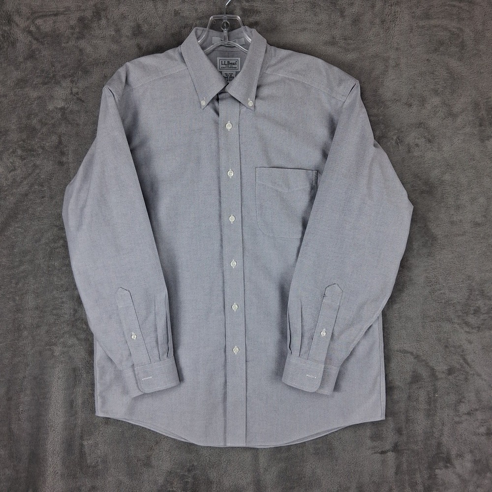LL Bean Wrinkle Free Traditional Fit Oxford Shirt Mens 15.5-32 Blue 209410